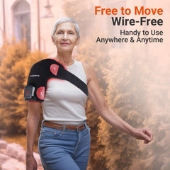 Comfytemp shoulder wrap worn on the shoulder for cordless freedom.