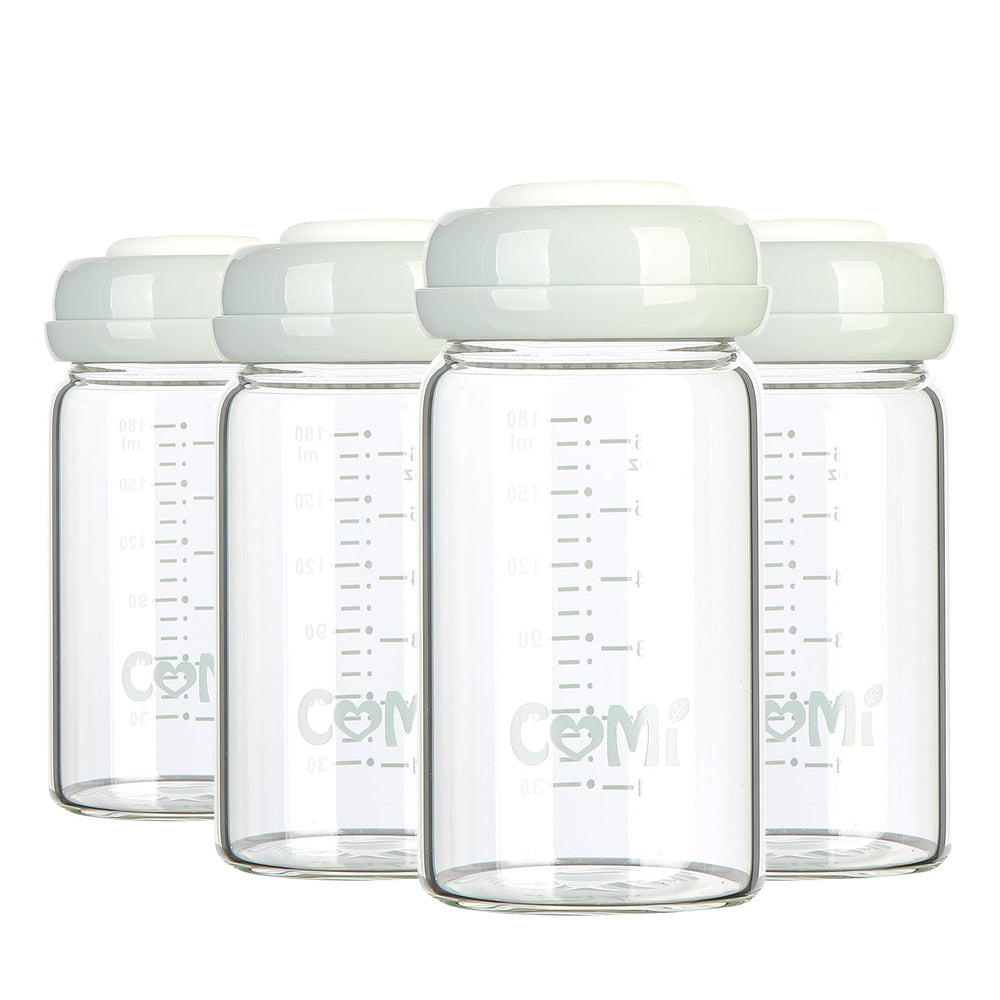 COMI wide-neck glass bottle 6oz for versatile pumping, storing, and feeding.