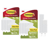Command picture hanging strips with 56 pairs enable damage-free decorating on walls.