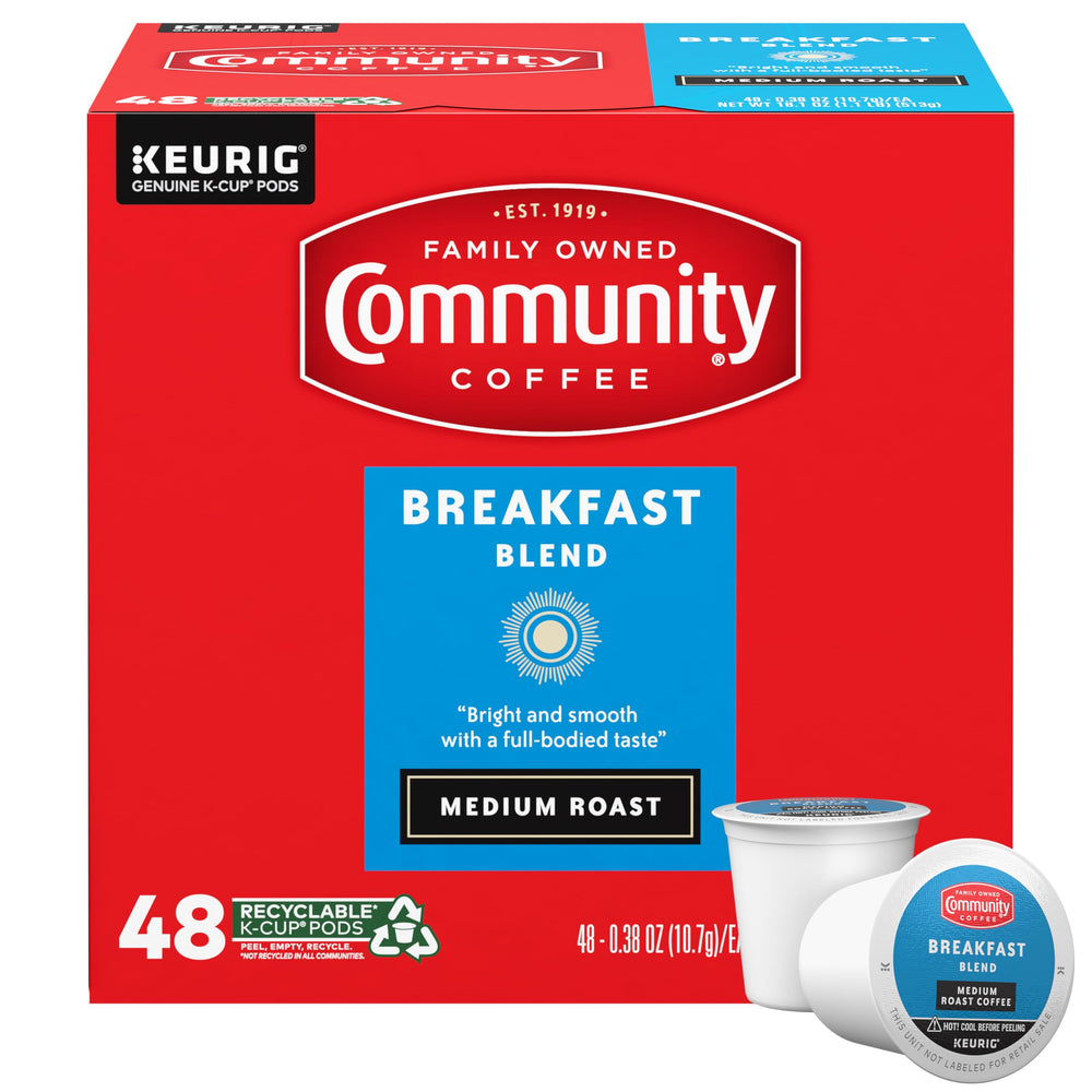 Community Coffee Breakfast Blend K-Cups front view for quick morning coffee