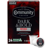 Community Coffee Dark & Bold Intense Blend pod for a bold morning boost.