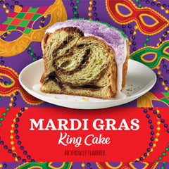 Community Coffee Mardi Gras King Cake close-up showing cinnamon and vanilla notes