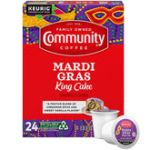 Community Coffee Mardi Gras King Cake pods ready for a quick morning brew.