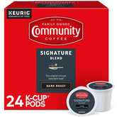Community Coffee Signature Blend 24-count pods for Keurig, delivering a bold dark roast.