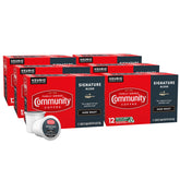 Community Coffee Signature Blend pods pack—convenient six-pack for steady morning brews.