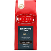 Community Coffee Signature Dark Roast ground coffee bag for rich aroma