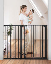COMOMY 36-inch gate in closed state keeps pets secure on stairs