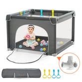 COMOMY playpen with full mesh design offers visibility and security.