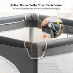 COMOMY playpen non-slip suction cups keep the unit stable.