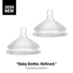 Comotomo Gen 2 fast flow nipple 2-pack back view shows reinforced base.