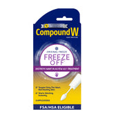 Compound W Freeze Off bottle with applicator demonstrates targeted wart removal at home.