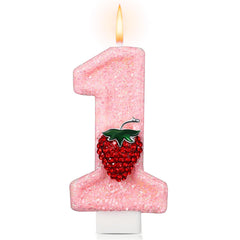 Conelist Strawberry 1 Candle cake topper for first birthdays adds festive appeal