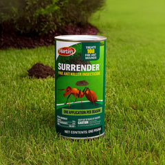 Control Solutions Surrender Fire Ant Killer bottle label shows ingredients and usage.