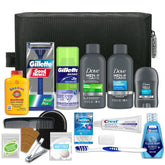 Convenience Kits International men's premium 20-piece travel kit in a sleek black Dopp bag for travelers.