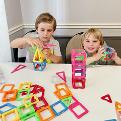 Coodoo magnetic blocks educational play builds spatial and problem-solving skills.