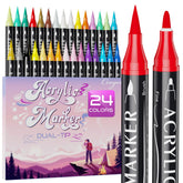 Coogert 24-color dual-tip markers with brush tip for bold fills.