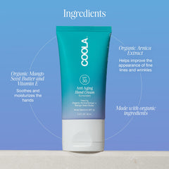 COOLA organic arnica and mango seed butter ingredients display