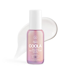 COOLA Organic Dew Good serum bottle highlights hydrating protection for daily radiance.