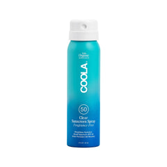 COOLA organic sunscreen spray bottle showing SPF 50 for daily outdoor protection