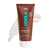 COOLA pina colada self-tanner bottle highlights an organic, gradual tan.