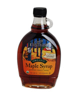 Coombs Family Farms Grade A dark color maple syrup bottle highlights rich flavor for pancakes