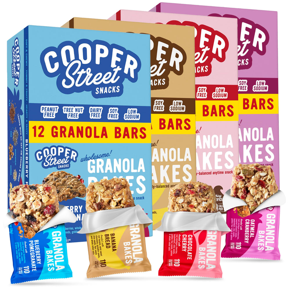 Cooper Street Granola Bakes pack shot showing 48 bars for varied snacking
