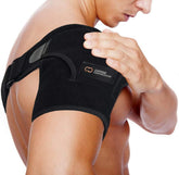 Copper Compression shoulder brace strap demonstrates adjustable support and all-day comfort