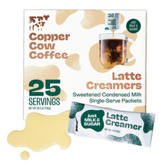 Copper Cow Coffee sweetened condensed milk creamer packets for quick café-style lattes