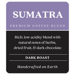 Copper Moon dark roast Sumatra brewed cup reveals rich body and smoky finish.