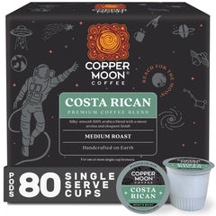 Copper Moon single-serve pod brew for Keurig machines, smooth Costa Rican flavor.
