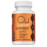 Copper Protocol bottle front with 90 capsules for energy support.