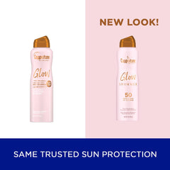 Coppertone Glow water-resistant SPF 50 bottle offers 80-minute protection