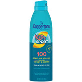 Coppertone Kids Sport SPF 100 spray bottle delivering easy, all-angle coverage for outdoor play.