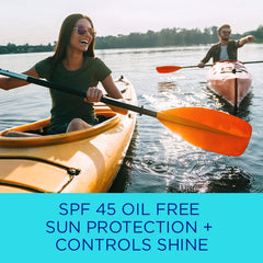Coppertone Oil Free Shine Control texture highlights a smooth, non-greasy application on the skin.
