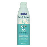 Coppertone Pure and Simple Kids Sunscreen Spray SPF 50 bottle offering gentle protection for sensitive skin