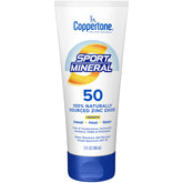 Coppertone Sport Mineral SPF 50 bottle front view for outdoor protection.