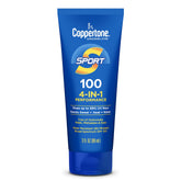 Coppertone Sport SPF 100 bottle close-up highlighting protective formula for active days.