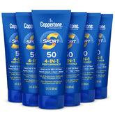 Coppertone Sport Sunscreen Lotion SPF 50 bulk six-bottle pack for on-the-go protection.