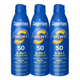 Coppertone Sport Sunscreen Spray bottle front view for outdoor protection.