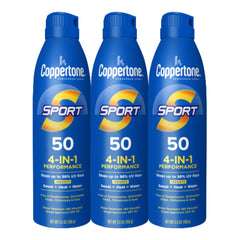Coppertone Sport Sunscreen Spray bottle front view for outdoor protection.