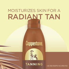 Coppertone sunscreen spray dries quickly to a light, comfortable finish.
