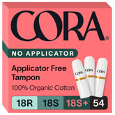Cora regular non-applicator tampons pack front view for everyday comfort and protection