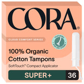 Cora organic cotton tampons packaging shows eco friendly design for everyday protection.