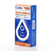 CorDx TyFast box front highlighting 3-in-1 at-home testing for respiratory illnesses