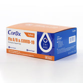 CorDx TyFast front box displaying the 3-in-1 home test kit for families.