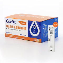 CorDx TyFast kit opened to reveal instructions and components for convenient testing.