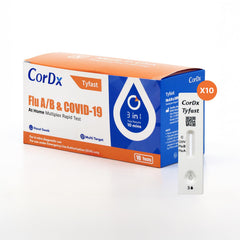 CorDx Tyfast swab designed for gentle at-home nasal sampling.