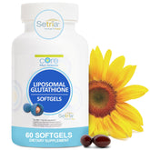Core Med Science Liposomal Glutathione bottle front shows 500 mg Setria for daily antioxidant support