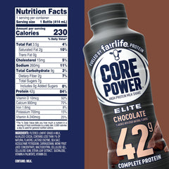 Core Power Elite Chocolate bottle pour highlighting creamy texture