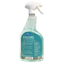 COREtec ENCORE label close-up highlighting brightening and residue-free finish